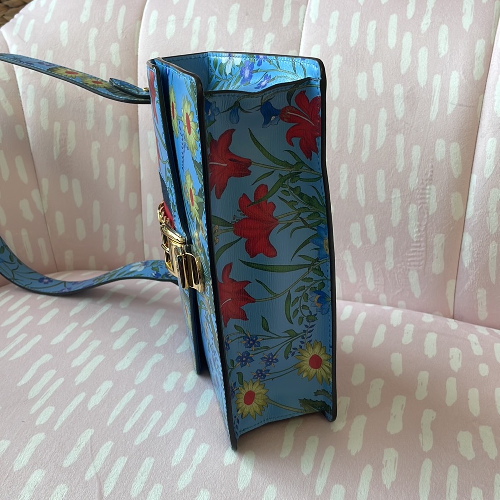 GUCCI SYLVIE RARE FLORA CALFSKIN LEATHER SHOULDER BAG EUC - Picture 6 of 15